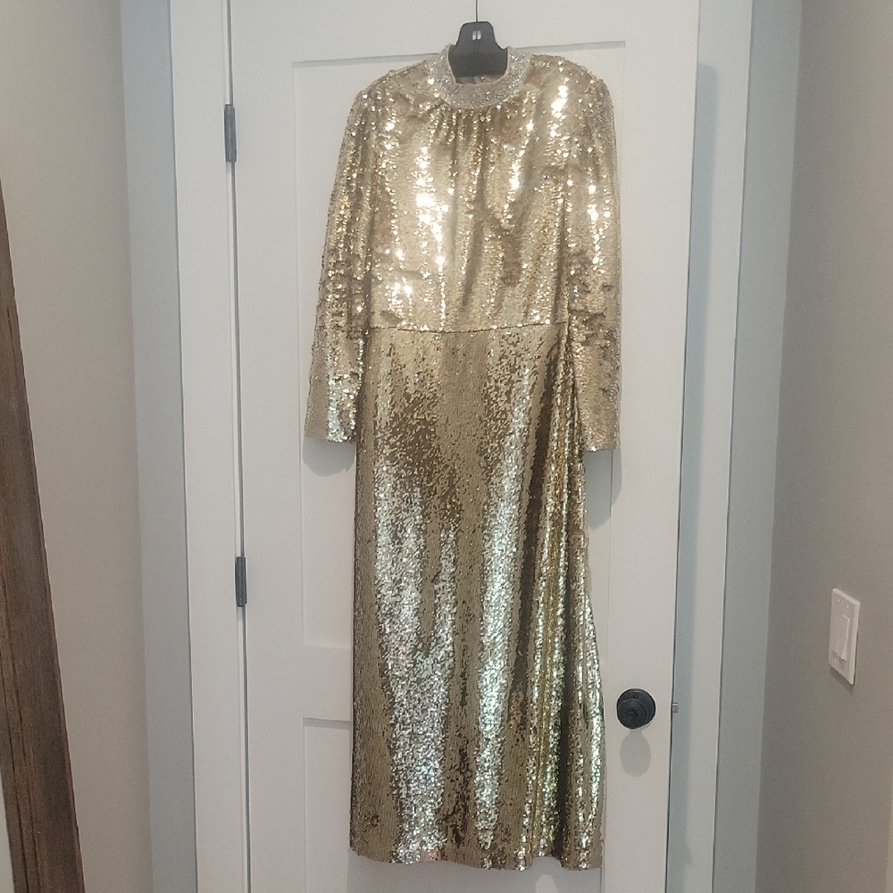 SALONI Elegant Gold Sequin Dress